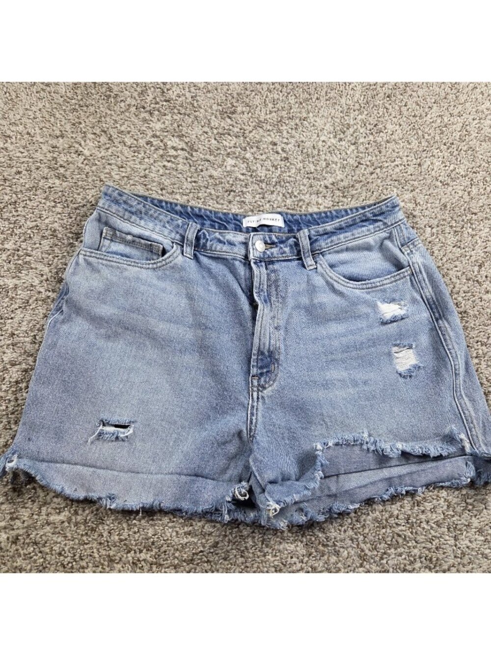 Flying Monkey Shorts Womens 31 Denim Raw Frayed Hem Acid Stretch Distressed